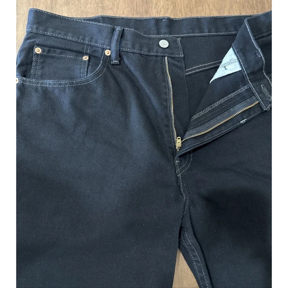Levi’s 550 Black Relaxed Fit Heavyweight Straight Jeans Contrast Stitch 36x30